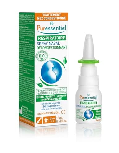 Puressentiel - Spray Nasal Décongestionnant aux Huiles Essentielles Propolis et Echinacée Bio - Pour nez bouché, irrité et qui coule - Rhume - Eau de mer -15ml