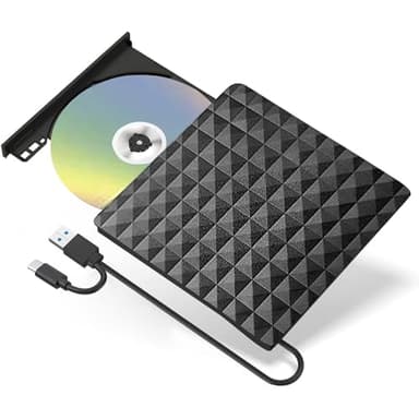 Lecteur CD DVD Externe, Graveur DVD Externe avec USB3.0 Type-c, Lecteur CD/DVD RW ROM Lecteur Graveur CD DVD Optiques Externes pour PC, Laptop Desktops, Macbook, Windows11/10/8/7/XP/Vista/MacOS