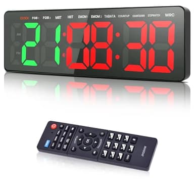 Manoive Timer Sport Minuteur Fitness Mural,16.5" Grand Ecran Time Timer, Horloge, Chronomètre avec Télécommande, Volume&Luminosité Réglable,pour Tabata, EMOM, MMA