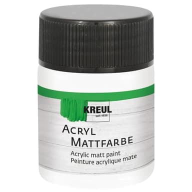 KREUL 75501 - Peinture acrylique mate, blanc en pot de 50 ml, peinture crémeuse et couvrante, séchage rapide, à base d'eau, convient à de nombreux supports différents