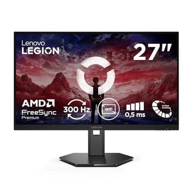 Lenovo Legion 27Q-11 - Écran Gaming Pro 27'' QHD (IPS, 300Hz, 0.5ms MPRT, 2X HDMI 2.1, DP 1.4, Câble DP, AMD FreeSync Premium) Réglage en Inclinaison/Hauteur/Rotation/Pivot - Noir