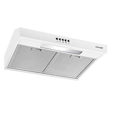 Concept OPP1250 - Hotte aspirante (50 cm, avec éclairage LED et 3 niveaux de puissance, 135 m³/h, 65 W, fonction de recirculation, 60 dB, 82 mm), couleur blanc