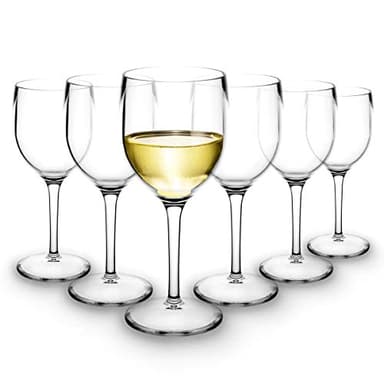 RBDRINKS RB Verres à Vin Blanc Plastique Supérieure Incassables Réutilisables 20cl, Lot de 6