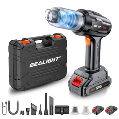 SEALIGHT Aspirateur à Main, 21000Pa Aspirateur Voiture Puissant sans Fil avec Deux Batteries,Aspirateur Portable Puissant, Mini Aspirateur sans Fil Buse d'aspiration Manuelle pour Voiture