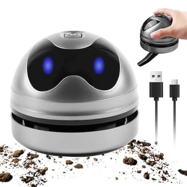 SPORWAY Aspirateur de table, petite aspirateur à main, rechargeable par USB, forte puissance d'aspiration, nettoyeur de poussière électrique, pour clavier, bureau, canapé (gris)