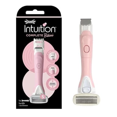 Wilkinson Sword - Intuition Complete Bikini - Rasoir et tondeuse tout-en-un avec tête de rasoir à 5 lames enduites de gel pour la protection de la peau - adapté au rasage du maillot