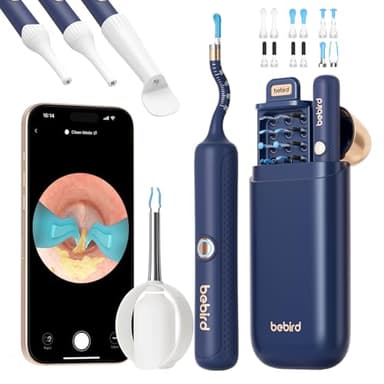 Bebird Otoscope Oreille, 1920P HD Flexible Camera Iscope, Caméra Oreille avec Pince, Nettoyant Oreille pour l'examen des oreilles/nez/gorge, Outil de Nettoyage d'oreille pour Adultes et Enfants
