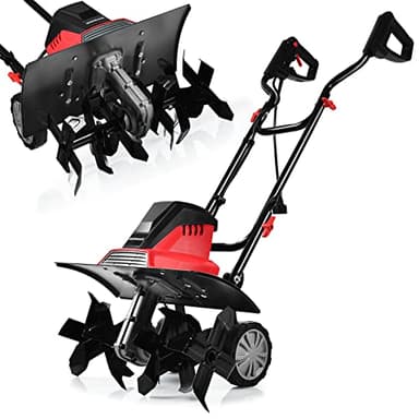 COSTWAY Motobineuse Électrique 1500W Profondeur de Travail 22CM Largeur de 43CM avec Poignée Pliable et Roues Réglables 6 Lames pour Jardinage et Désherbage