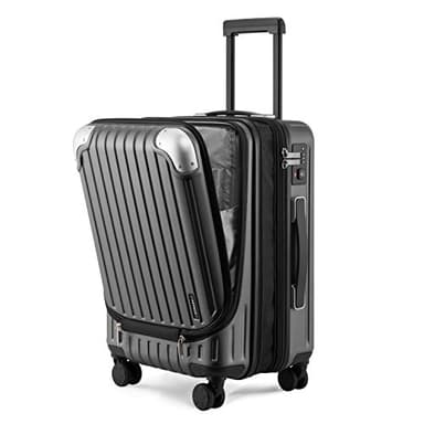 LEVEL8 Valise Cabine Extensible ABS+PC Bagage à Main Trolley Rigide Bagages Cabine avec 4 roulettes Doubles Pivotantes et Serrure TSA, 55x37x25CM, 42L, Gris
