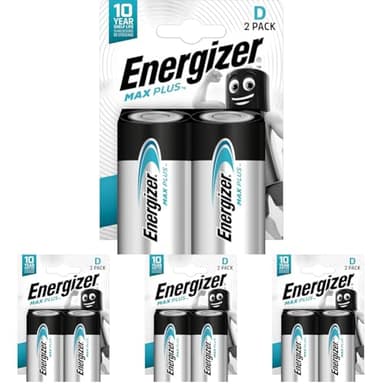 Energizer PILAS Alkaline Max Plus ENR D/LR20/E95 BP2 BR CAJA 6 Pile E301323900 Chrome (Lot de 4)