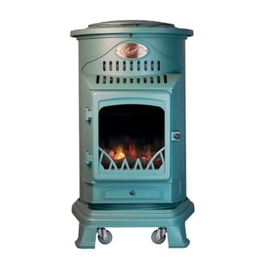 UNIVERSAL - Poêle à gaz Provence 3,4 KW Vert Effet poêle à bois Fonte véritable Chauffage d'appoint