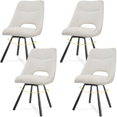 LEWE Chaises de Salle à Manger pivotantes Ensemble de 4, Chaises de Cuisine, tapissées, siège à Retour Automatique, Chaise pivotante à 180°, avec Coton Imitation Cachemire - Beige