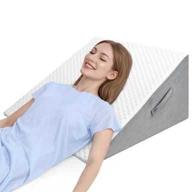 INFANZIA Coussin incliné pour lit, Oreiller Triangulaire Ergonomique en mémoire de Forme pour l'apnée du Sommeil, Coussin de Coin, Le ronflement, Reflux Acide (Blanc)