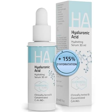 Elemental Care Sérum Acide Hyaluronique 30ml – Hydratation Intense Peau Visage Anti-Rides Lifting Naturel Sérum Anti-Âge Peau Ferme Radieuse Soins Visage