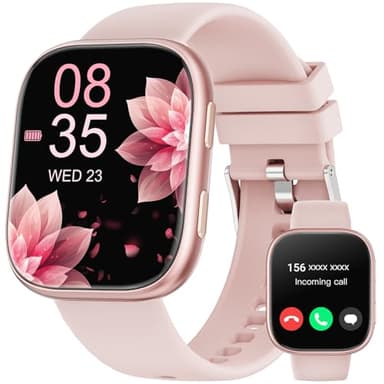 Mingtawn Montre Connectée Femme Homme, 1.83'' HD Smartwatch avec Appel Bluetooth, Montre Connectée pour 100 Modes Sport, Fréquence Cardiaque, Sommeil, SpO2, Etanche Podometre pour iOS Android（Rose）