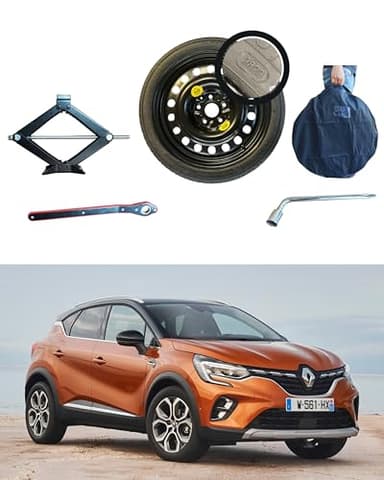 Roue de secours galette 17" compatible avec SCENIC 3, MEGANE, KADJAR, LAGUNA, NISSAN QASHQAI 2014>, JUKE 2020>, DACIA DUSTER avec cric, cle, sac