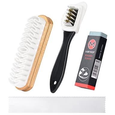 Flintronic Kit de Brosses à Chaussures pour Daim, Brosse à Daim en Crêpe avec Gomme de Nettoyage, Brosse Multifonction à 4 Côtés pour Le Nubuck et Le Daim, Kit de Nettoyage pour Daim et Nubuck