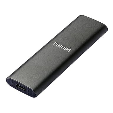 PHILIPS Portable Externe SSD 500 Go - Ultra Fin, SATA Ultra Speed ​​USB-C - USB, Vitesse de Lecture jusqu'à 540 Mo/s, Vitesse d'écriture jusqu'à 540 Mo/s, Aluminium