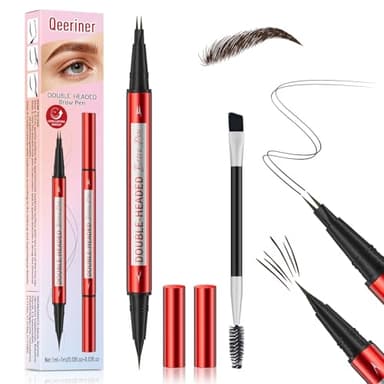 Crayon Sourcils Waterproof, Double Embout Microblading 3D – Précision Ultra-Fine, Effet Naturel, Longue Tenue, Brosse Incluse, Maquillage Professionnel, Résistant à la Transpiration (Brun foncé)
