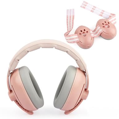 YARVPUV Cache-oreilles 2 en 1 pour Bébé, Casque Antibruit Bébé,Casque Anti Bruit Bebe pour Protection Contre le Bruit (0-4 ans), Réduction de Bruit de 25dB, Bandeau Réglable et Coque ABS Légère