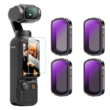 K&F Concept Filtre ND4+ND8+ND16+ND32 Magnétique Compatible avec DJI OSMO Pocket 3 Nano-revêtements Étanche Anti des Rayures Léger HD