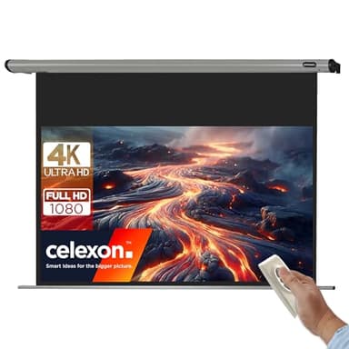 celexon HomeCinema Écran de Projection motorisé 70" | 160x90 cm 16:9 | Écran 4K, Full-HD pour Projections Home Cinéma et présentations Professionnelles avec vidéoprojecteurs | Montage Mural/Plafond