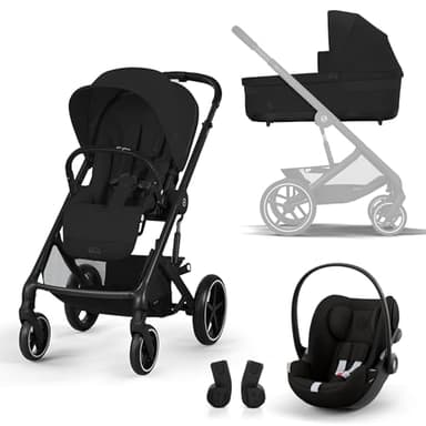 Poussette Trio Balios S Lux + Siège auto Cloud G Comfort + Nacelle Cot S Lux Moon Black