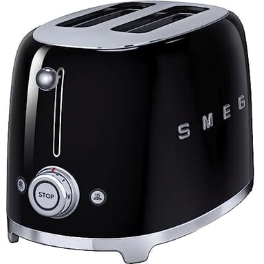 Smeg - TSF01BLUK - Grille-pain (2 tranches) en acier noir, 950 W, 220 à 240 V, 50 à 60 Hz