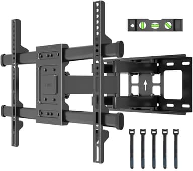 BONTEC Support Mural TV pour Télévision Plat et Incurvé LCD LED 32-84 Pouces jusqu'à 60KG, Support TV Mural orientable et Inclinable, Bras Doubles Solides et Robustes, Max VESA 600x400mm