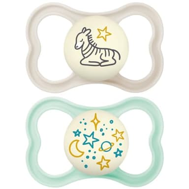 MAM | Sucette Supreme Nuit 18+ mois (2 pièces) coloris aléatoire – Tétine pour nourrisson phosphorescente en silicone – Tétine bébé idéale pour un bon développement bucco-dentaire