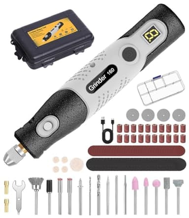 SOBEAU 4V Outils Rotatif sans fil Multifonction, Mini Perceuse sans fil Avec 111 Accessoires,Outil Rotatif 3 Vitesse 5000-18000 rpm/min, pour Gravure, Perçage, Meulage, Polissage,Découpe(Gris)