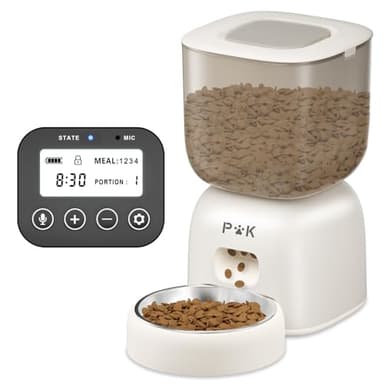 PUPPY KITTY Distributeur Croquettes Chat Automatique, Autonomie de la Batterie jusqu'à 180 Jours, 3L Programme d'alimentation Personnalisé, Enregistrement Vocal 10S, 1-4 Repas par Jour