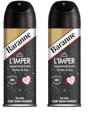 Baranne - Impermeabilisant Taches et Pluie Tout Cuirs Véritables - Imperméabilisant Chaussure - Préserve la Souplesse des Matières - Pulvérisateur - 200ml (Lot de 2)