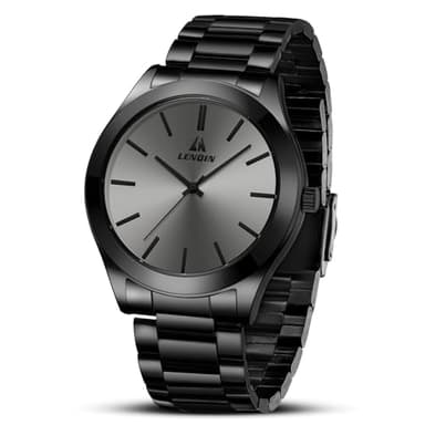 LN LENQIN Montre Homme Montres en Acier Inoxydable pour Hommes Montres-Bracelets étanches Montre à Quartz analogique Mode