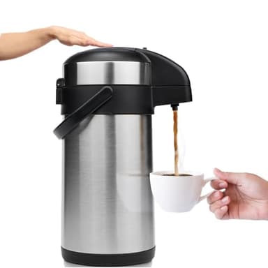 Vondior Airpot Pumpkanne 4 litres - Carafe à café isolée professionnelle en acier inoxydable, carafe thermos, distributeur de boissons isotherme, adaptée pour les boissons de fête