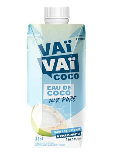 Vaïvaï - Eau de Coco - 100% Pur Jus - Douce et Rafraîchissante - Sans Sucres Ajoutés - 12 Briques Tetra Pak de 33cl