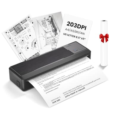 vretti Imprimante Thermique A4,P83 Imprimante sans Encre, Imprimante Portable Prise en Charge du Papier Thermique A4,Compatible avec Android et iOS pour Les Voyages, la Maison et Le Bureau