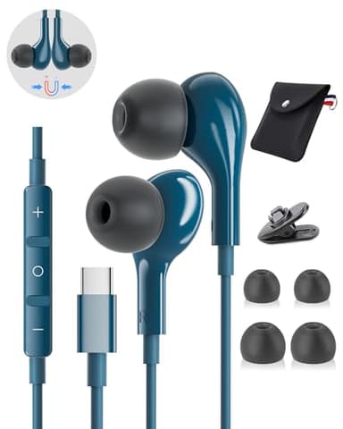 Ecouteur USB C pour Samsung S23 S22 S25 Ultra 15 Pro Max 16 Plus 17 Magnétique Écouteurs USB C Stéréo Intra-Ecouteurs USBC avec Filaire et Micro pour Samsung S24 S21A54 A56 A16 5G Pixel 9 8