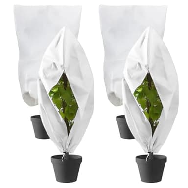Rakuker Voile Hivernage Plante Exterieur, 4 Pièce Voile D'hivernage, 120 x 80 CM, Housse Hivernage Plante Exterieur avec Fermeture éclair et Cordon de Serrage, Voile d Hivernage pour Plantes Exterieur