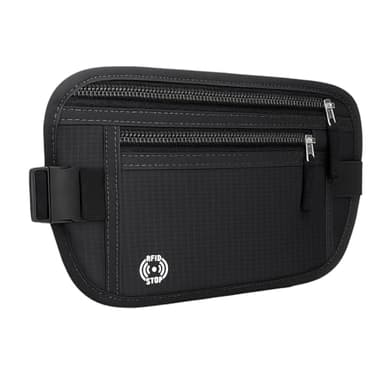 Banane Voyage Antivol avec Protection RFID, Pochette Secrète Ceinture pour Homme & Femme, Sac Banane Sécurisé Imperméable, Sac Anti Pickpocket Léger et Pratique pour Sport & Quotidien (Noir)