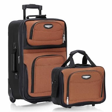 Travel Select Amsterdam Valise à roulettes Extensible, Orange, Lot de 2 Pièces, Taille Unique