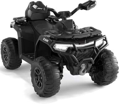 Garvee Quad Électrique Enfant 12V Tout-Terrain, ATV pour Enfants de 3 à 8 Ans, 2 Moteurs, Télécommande Parentale, Suspension, LED, Musique, Bluetooth, USB, 95x 56x 55 cm