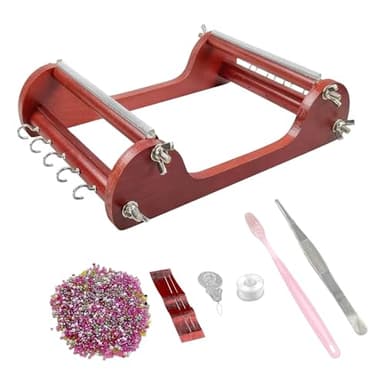 harayaa Kits de métier à Tisser de Perles en Bois, Machine à Tricoter, Démarrage de Tissage de Perles, Accessoires pour Collier à Faire soi-même (26cmx20.5cm)