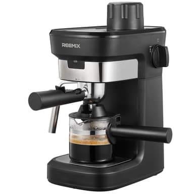 Reemix Machine à expresso 3,5 bar avec buse de mousse de lait professionnelle, en acier inoxydable, pour cappuccino, latte et macchiato Noir