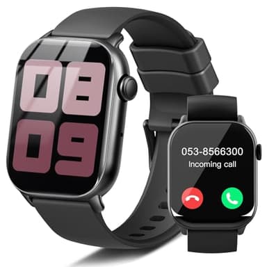 Montre Connectée Homme Femme, 110+ Sportifs Smartwatch Moniteur Sommeil Fréquence Cardiaque Podomètre, 1.96" Montre Intelligente avec Appel Bluetooth, Etanche IP68 Montre Sport pour Android iOS, Noir