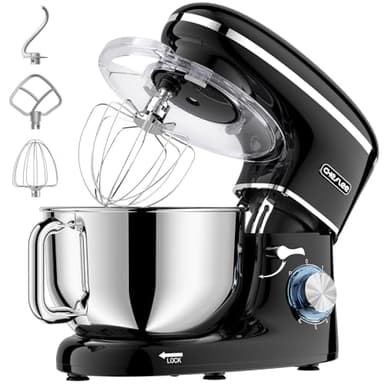 CHeflee Robot Pâtissier, 2000W Robot Pétrin, 6.2 L Robot de Cuisine Multifonction Faible Bruit avec Bol en Acier inox de,Batteur, Fouet & Crochet 6 Vitesses