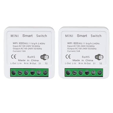 Interrupteur WiFi, 16A interrupteur connecté alexa, Google Home et SmartThings, Alexa Interrupteure Lampe avec Tuya Smart Life APP, Conducteur Neutre Nécessaire（2 Pack)