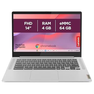 Lenovo IdeaPad Slim 3 Chromebook 14M868 - Ordinateur Portable 14'' FHD (MediaTek Kompanio 520, RAM 4Go, eMMC 64Go, Arm Mali-G52 Graphics, Chrome OS) Clavier AZERTY Français - Gris