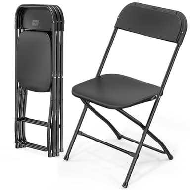 Bonnlo Chaise Pliante, Set de 4 Chaises de Jardin, Chaises Salle à Manger Balcon Bureau, Empilables, en Métal & Matière Synthétique, jusqu'à 158Kg, Noir