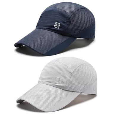 AYPOW 2 Pcs Casquette de Baseball à Séchage Rapide Homme Femme, Casquette Running de Sport été Ultralégère Anti UV Chapeau de Baseball,Réglable Pliable Respirante Maille Chapeau Soleil Golf Loisirs